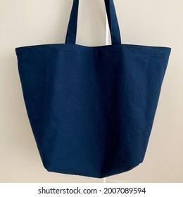 Blue Navy Fabric Tote Bag. Reusable Bag. 