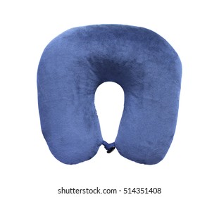 Blue Neck Pillow, Isolated On A White Background.