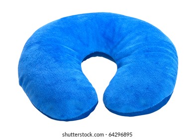 Blue  Neck Pillow, Isolated On A White Background.