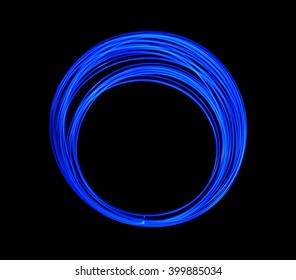 Blue Neon LED Long Exposure, LED Lighting Texture on Black Background