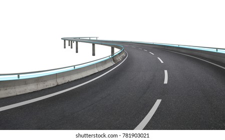 Blue neon light design highway flyover isolated on white background with clipping path .