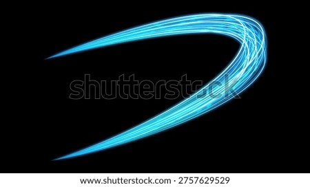 Blue neon light stroke effect on black background