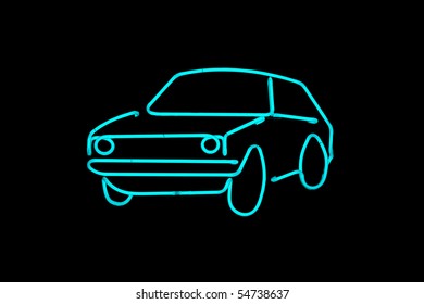 Blue Neon Sign - Car