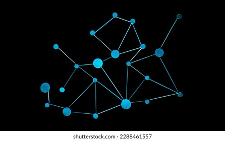 Blue network background On a black background Social media network area around the world. Digital concept, social media communication.