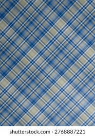 Blue And Neutral Plaid Pattern Background With Textured Checkered Tartan Design