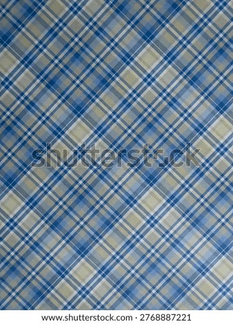 Blue And Neutral Plaid Pattern Background With Textured Checkered Tartan Design