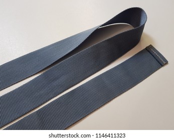 Blue Nylon Belt, Strap Isolated On White Background