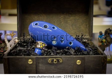 Blue ocarina in a box