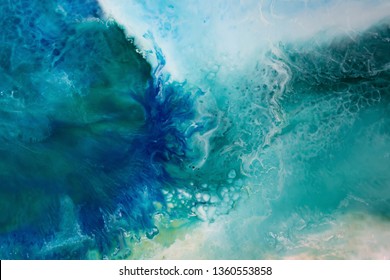 Blue Ocean Abstract Colors, Epoxy Colors, Handmade Texturem Drawind 