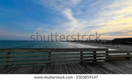 Blue Ocean Skyline view from pier Wilmington North Carolina wrightsville beach pier dock blue sky water beach