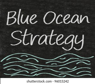blue ocean strategy written on blackboard