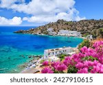 Blue ocean water in Loutro, Crete