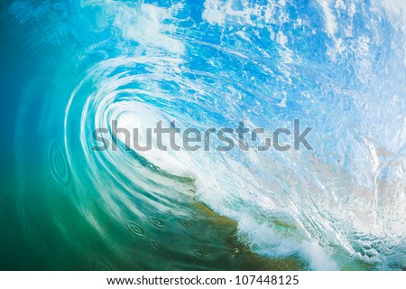 Blue Ocean Wave, View inside the Wave