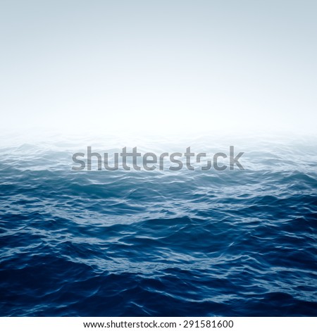 Blue Ocean with waves and clear blue sky Blue water surface