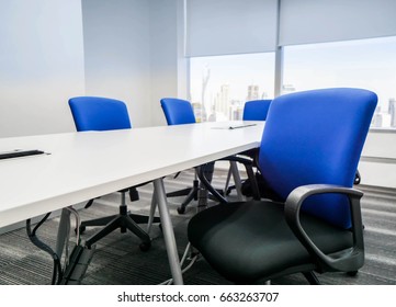 Blue Office Chair With Backrest In Meeting Room For Seating