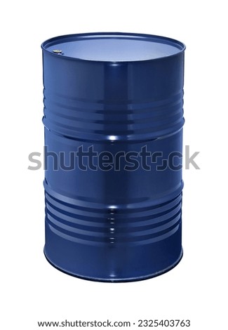 Blue oil barrel isolated on white background
