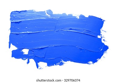 Blue Oil Paint Spot Isolated On White Background