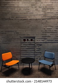 Blue And Orange Chairs Outside The Meeting Room