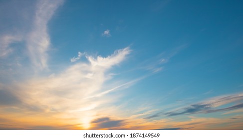 Blue with orange sunset sky. Panorama - Shutterstock ID 1874149549