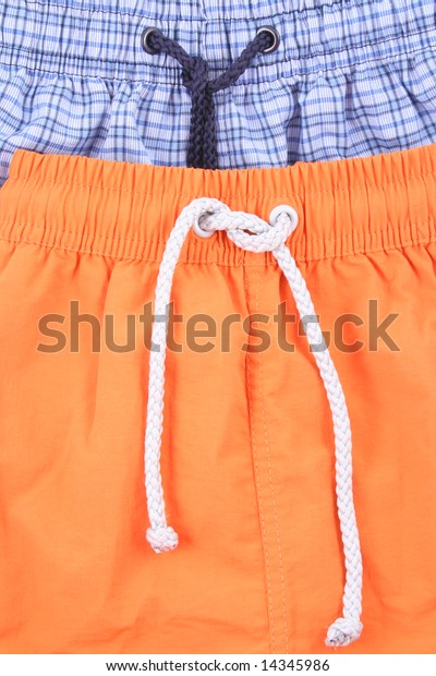 blue and orange\
swimming shorts - clothing