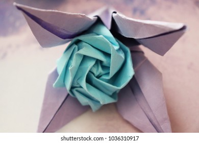 Blue Origami Rose 