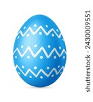 Blue ornate Easter egg isolated on a white background. Homemade painted Christian decoration.
