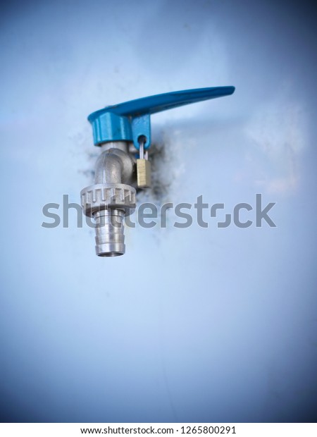 Blue Outdoor Faucet Lock Key Isolated Stock Photo Edit Now