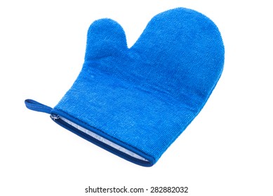 Blue Oven Glove Isolated On White Background