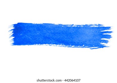 Blue Paint Brush Stroke Texture Watercolor Spot Blotch Isolated