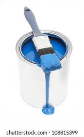 Blue Paint Can Isolated On White Background