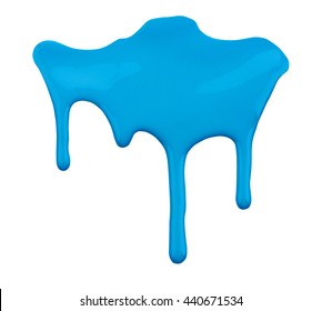 Blue Paint Dripping Isolated On White 