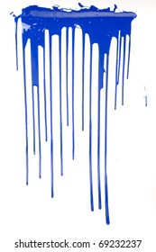 A Blue Paint Drips On White