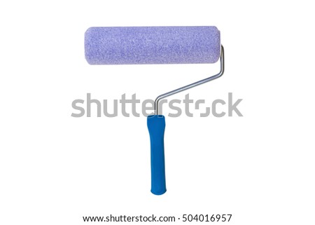 Blue paint roller isolated on white