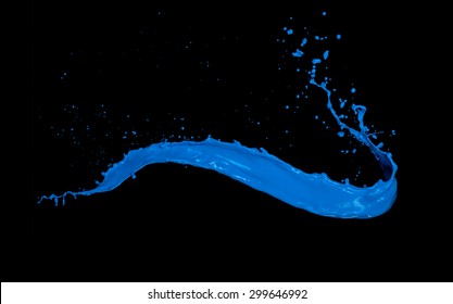 Blue Paint Splash Isolated On Black Background