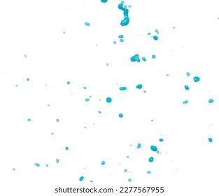 Blue paint water spill splash in shape form. Blue liquid lotion moisturizer cosmetic pour float in mid air. Blue cocktail drink explosion throw fluttering. White background isolated high speed shutter - Powered by Shutterstock