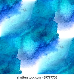 Blue Paint Watercolor Seamless Water Color Texture With Spots And Streaks