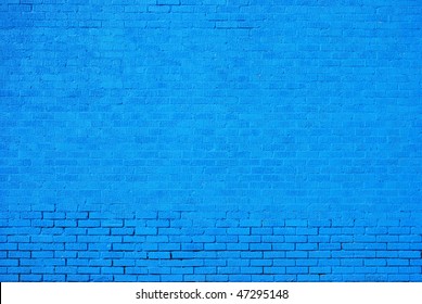 Blue Painted Brick Wall Background