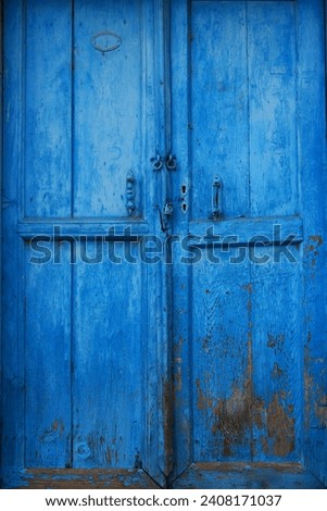 blue painted wooden old door