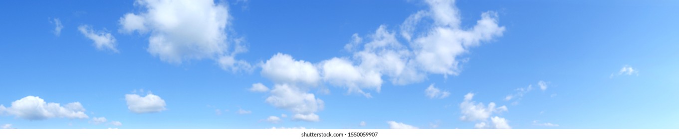 Blue Panoramic Sky With Cumulus Of White Clouds, HD