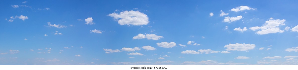 Blue Panoramic Sky Wit Few Clouds. High Resolution Photo