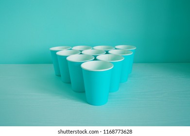 Blue Paper Cup Pyramid Background/