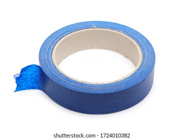 Blue Paper Duct, Repair Tape Roll Isolated On White Background