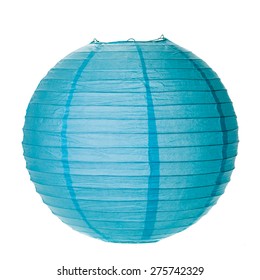 Blue Paper Lantern Isolated On White Background