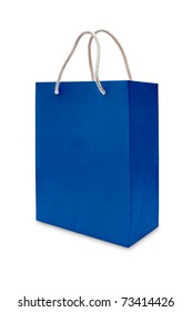 Blue Paper Shopping Bag Isolated