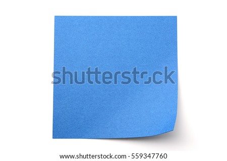 Blue paper stick note on a white background