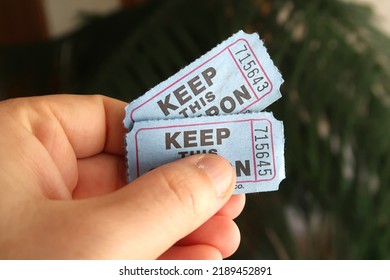 Blue Paper Tear Off Ticket. Keep This Coupon. Summer Fun Concept