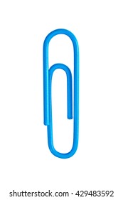 Blue Paperclip Isolated On White Background