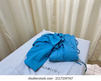 Blue Patient Hospital Gown In Bangkok, Thailand, Asia