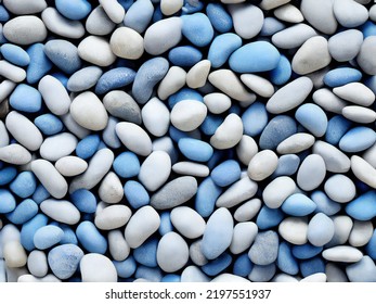 Lot Of Blue Pebbles For Background