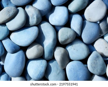 Lot Of Blue Pebbles For Background